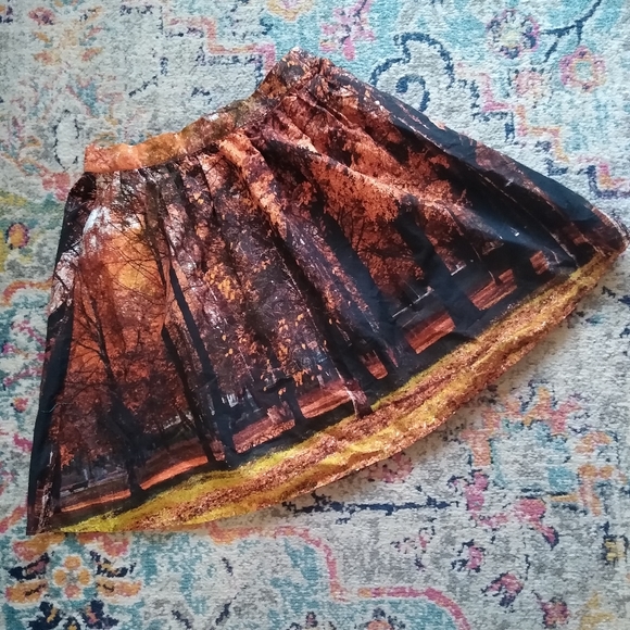 NWOT MODCLOTH fall leaves 💯 cotton fit and flare skirt - Picture 3 of 12